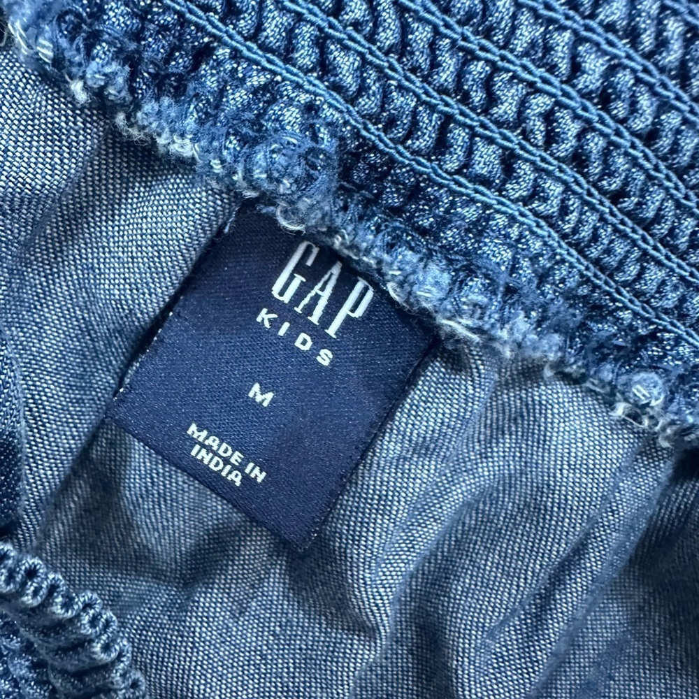 NWT GAP Kids Girls Sz MEDIUM 8-9 Blue Jean Strappy Sleeveless Romper 100% Cotton - Picture 4 of 8